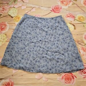 Hunt Club Blue Floral A-Line Skirt